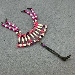 Beaded Safety Pin DIY Necklace Jewelry As Is White Purple Pink Silver Black Cord